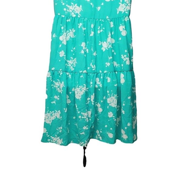 Good Luck Gem Teal Floral Size Medium Ruffle Dress - Picture 5 of 11